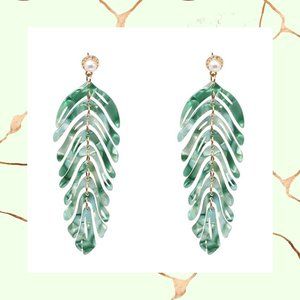 Acrylic Palm Leaf Drop Earrings